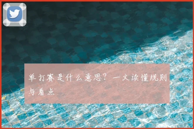 单打赛是什么意思？一文读懂规则与看点